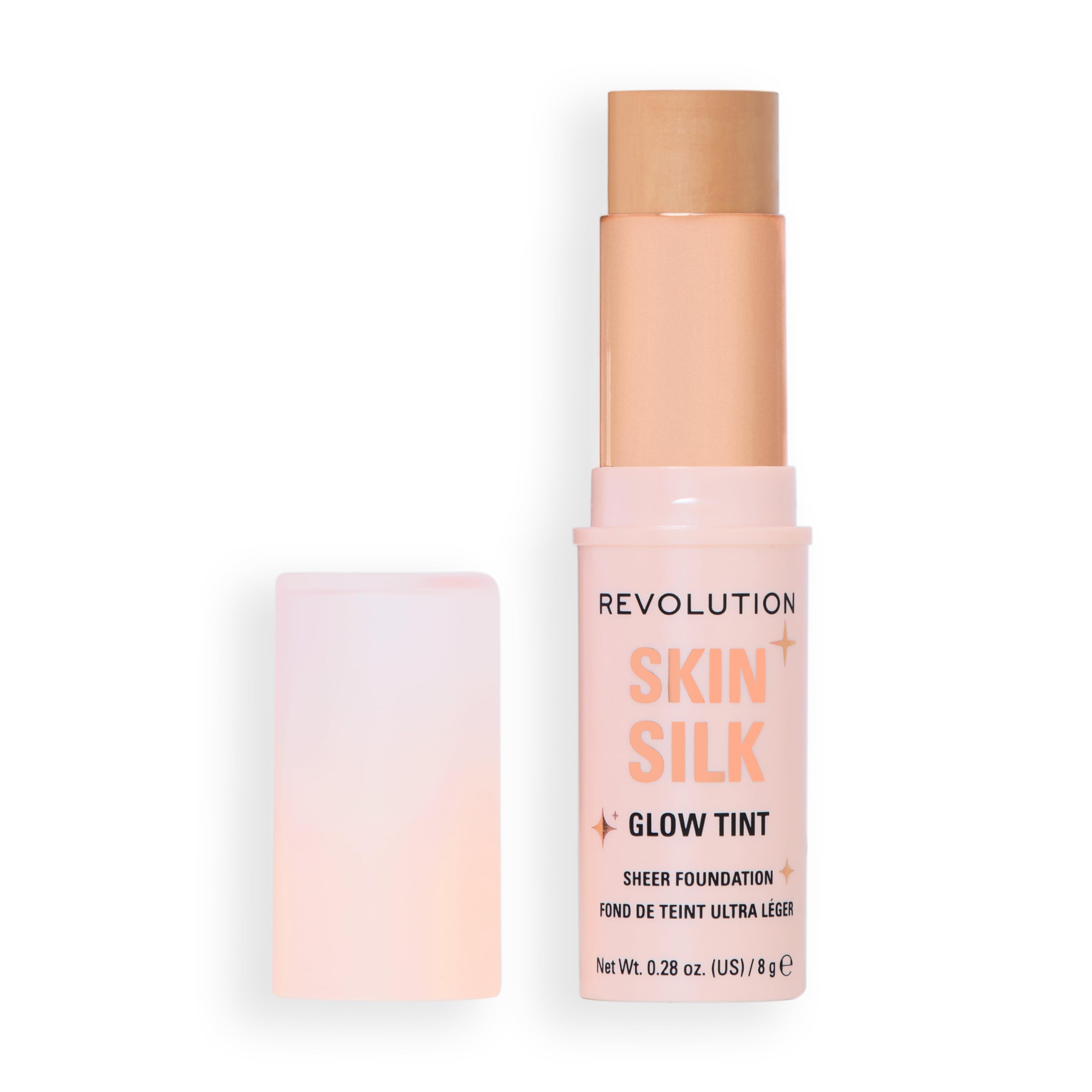 Revolution Skin Silk Glow Tint Sheer Foundation Stick, For Luminous Skin, Banish Blemishes & Smooth Fine Lines, Shade Medium Neutral, 8g