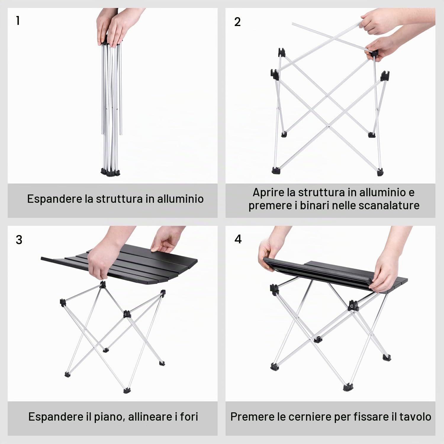 Sportneer Tavolo da Campeggio Leggero, Pieghevole in Alluminio Portatile con Valigetta e Borse di stoccaggio, Tavolino per all'aperto per Picnic, Campeggio, Spiaggia, Escursionismo, Viaggi, Pesca, S