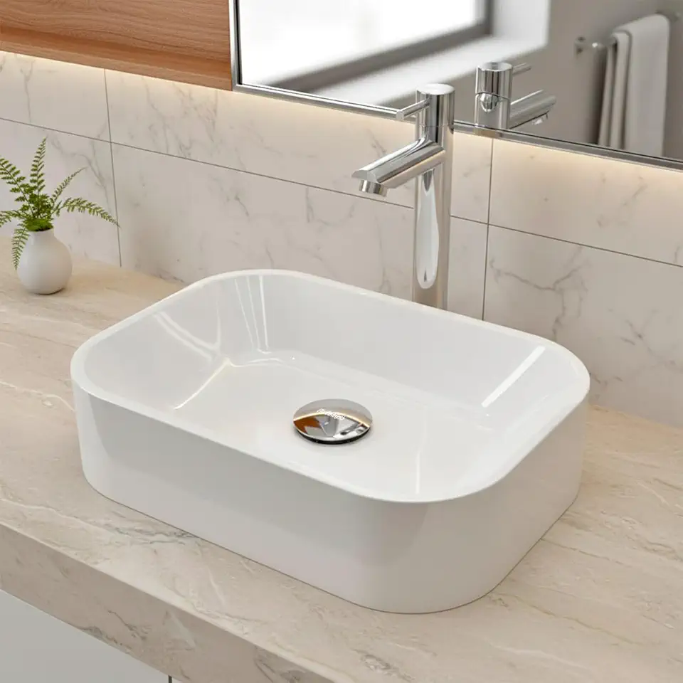 Cuba Pia De Apoio Sobrepor Retangular 36x27 Para Banheiro Lavabo Beltempo BT-2040
