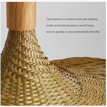 Bamboo Weaving Pendant Light Wicker Lampshade Rattan Handwoven Hanging Lamp Bamboo Country Natural Style Creative Hat-Shaped Chandelier E27 Pendant Lamp for Bedroom Dining Living Room Kitchen,50 cm [Energy Class A++]