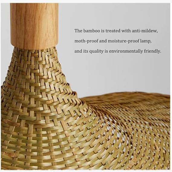 Bamboo Weaving Pendant Light Wicker Lampshade Rattan Handwoven Hanging Lamp Bamboo Country Natural Style Creative Hat-Shaped Chandelier E27 Pendant Lamp for Bedroom Dining Living Room Kitchen,50 cm [Energy Class A++]