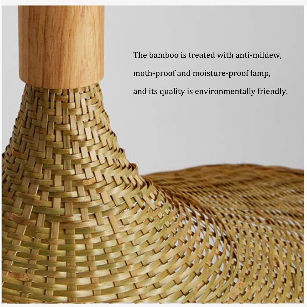 Lámpara Colgante De Bambú Para Tejer Lámpara De Mimbre Lámpara Colgante Tejida A Mano De Ratán Estilo Natural Forma De Sombrero Lámparas E27 Para Dormitorio Comedor Sala De Estar Cocina,50cm