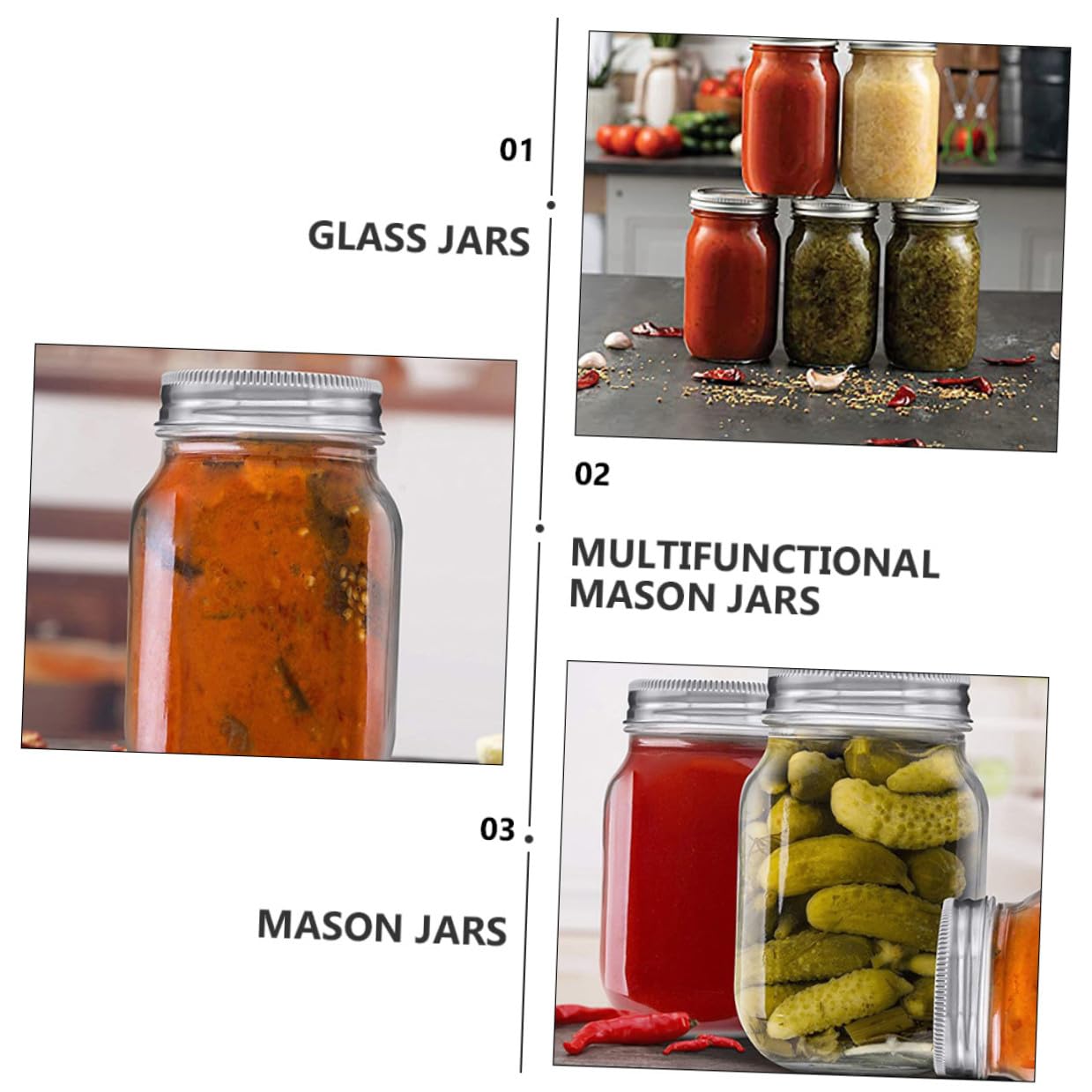 Glasbehälter 1 Satz 4 Stück mit Deckel aus Glas für Salat und Früchte