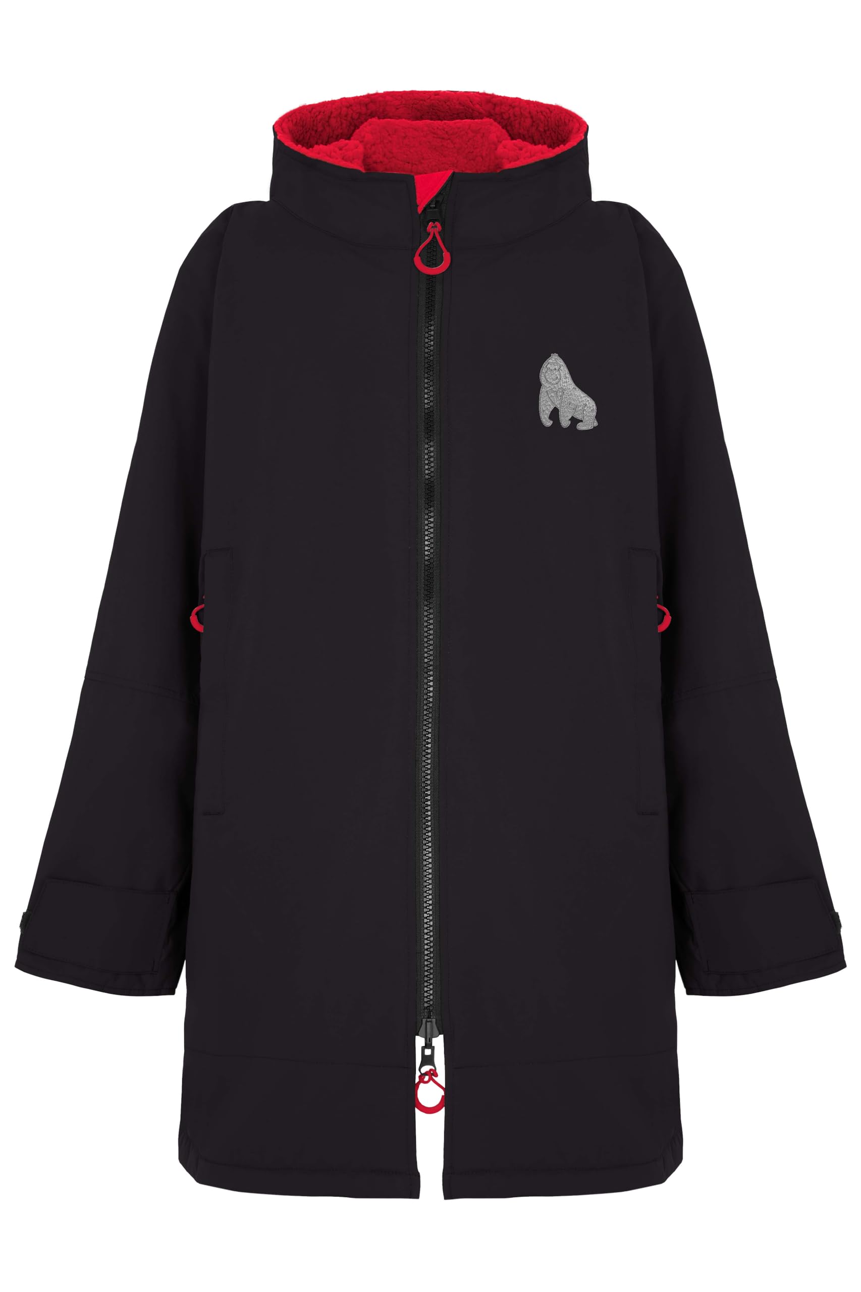 Gorilla Robes Black Kids Eco Waterproof Dry Changing Robe Full Zip, Junior, (Age 9-12)