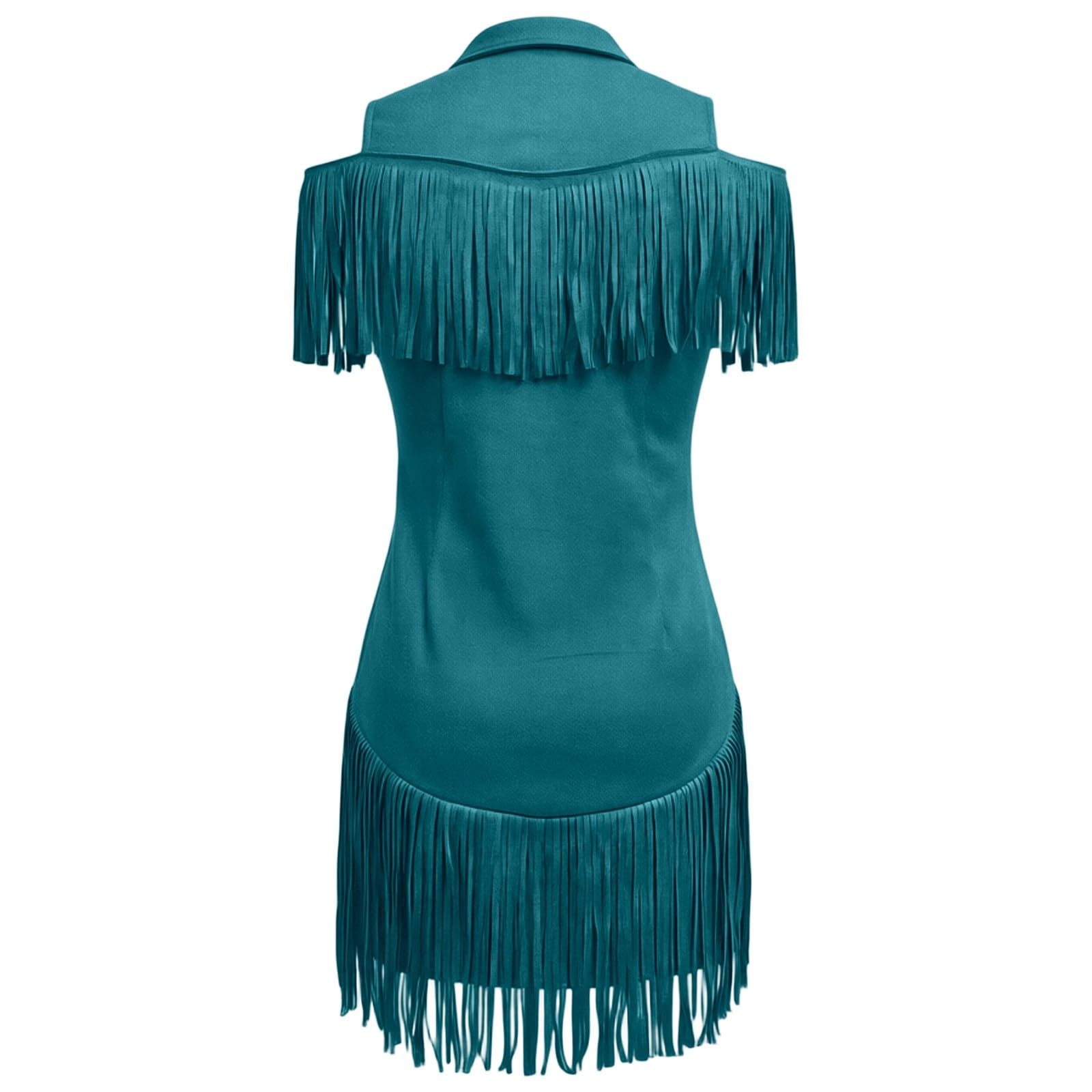 Vestido con flecos para mujer, estilo Y2K, aspecto de ante, hombros descubiertos, disfraz occidental, vestido de fiesta, minivestido de verano, vestido rockabilly, elegante, retro, vestido de cóctel