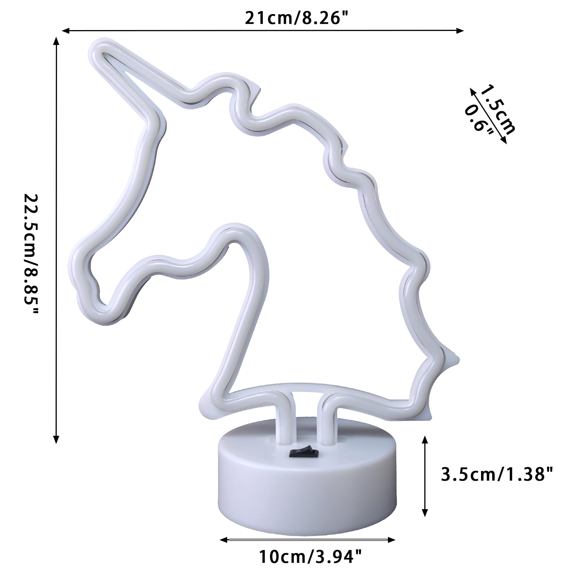 Luce neon unicorno, luce notturna per camera da letto, luce LED bianca calda, batteria/USB, miglior regalo per famiglia, compleanno, vacanze, matrimonio
