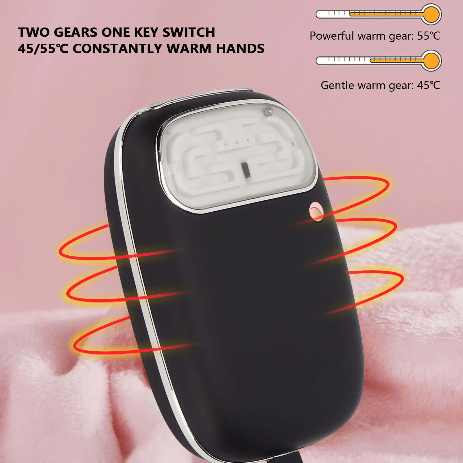 Denash Chauffeur de Main électrique Portable avec Conception de Jeu Drôle pour Chauffage Rapide, Banque D'énergie de 10000 MAh pour les Activités de Plein Air (BLACK)