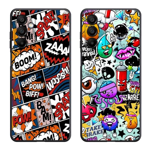 Abuenora Funda para Samsung Galaxy A15 4G / 5G, [2 Piezas] Carcasa Silicona Slim Flexible Antigolpes con Protección de Cámara Case con Dibujos Grupo A