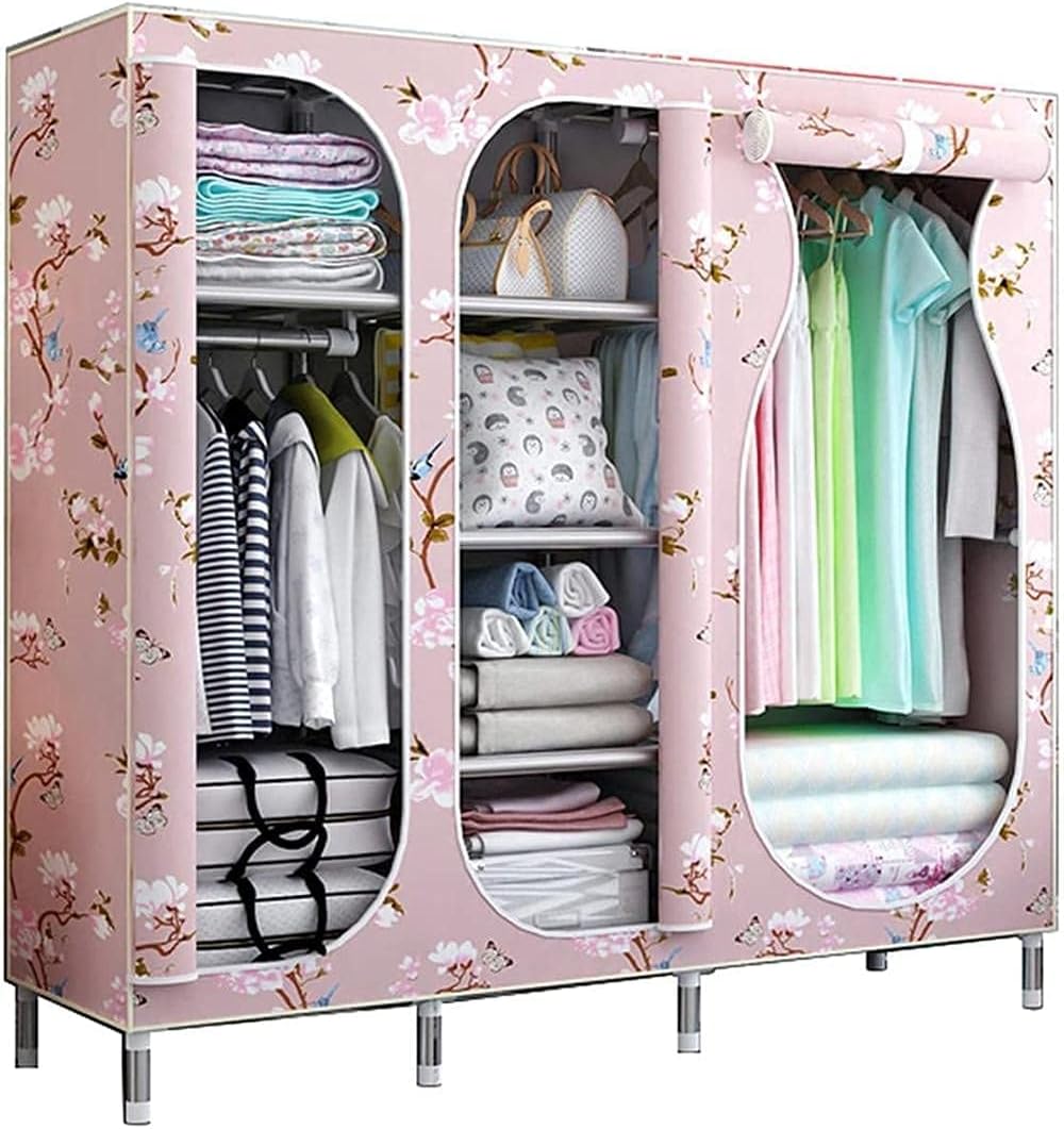 Large Plant Wardrobe Portable 1 Door Wardrobe Metal Bracket Assembly Wardrobe Moving Boxes 168 45 145CM Clothes Rack (Color : D Size : 168 45 145CM) (B 168 * 45 * 145CM)