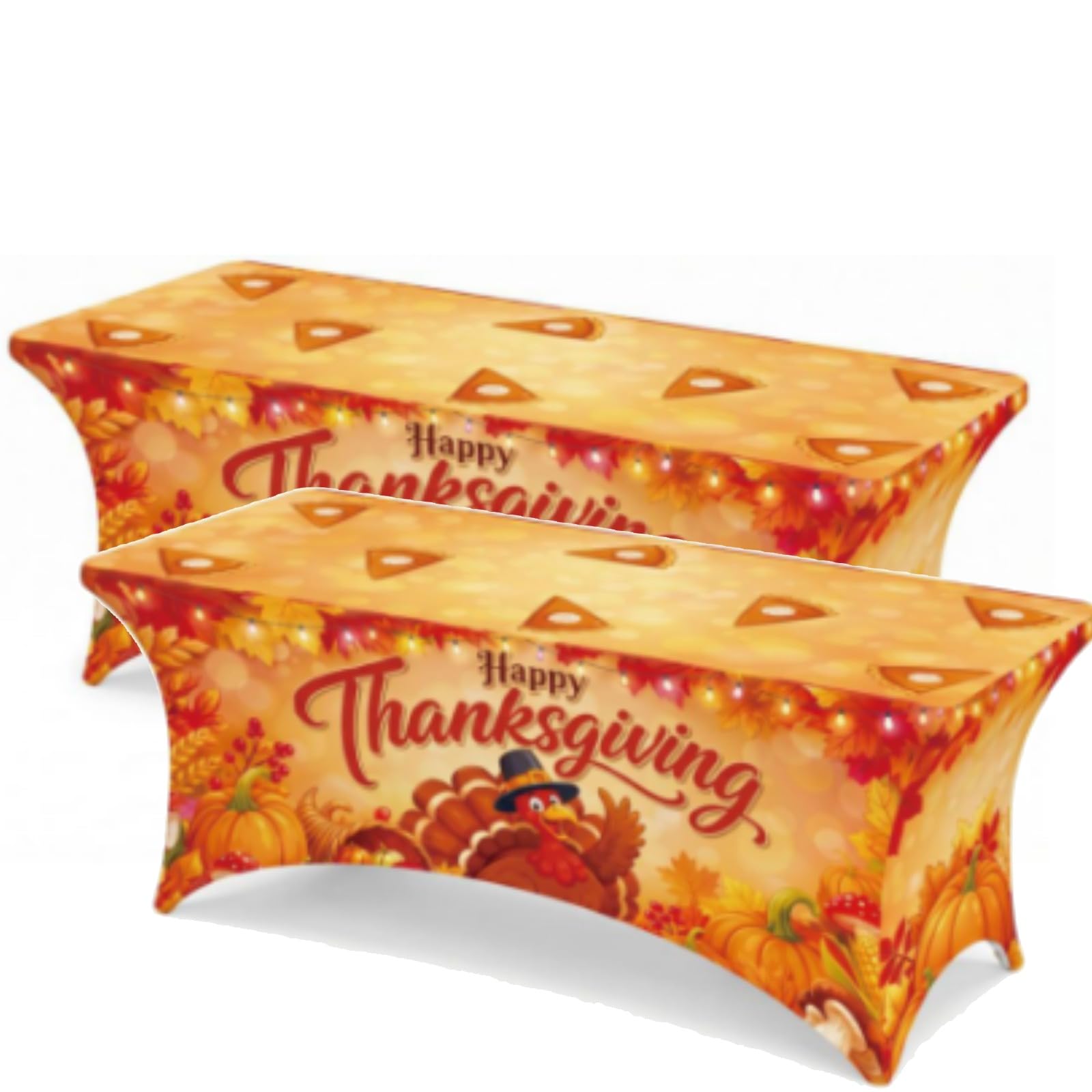 Moukeren 2 Pcs Happy Thanksgiving Tablecloth 6 Feet Thanksgiving Stretch