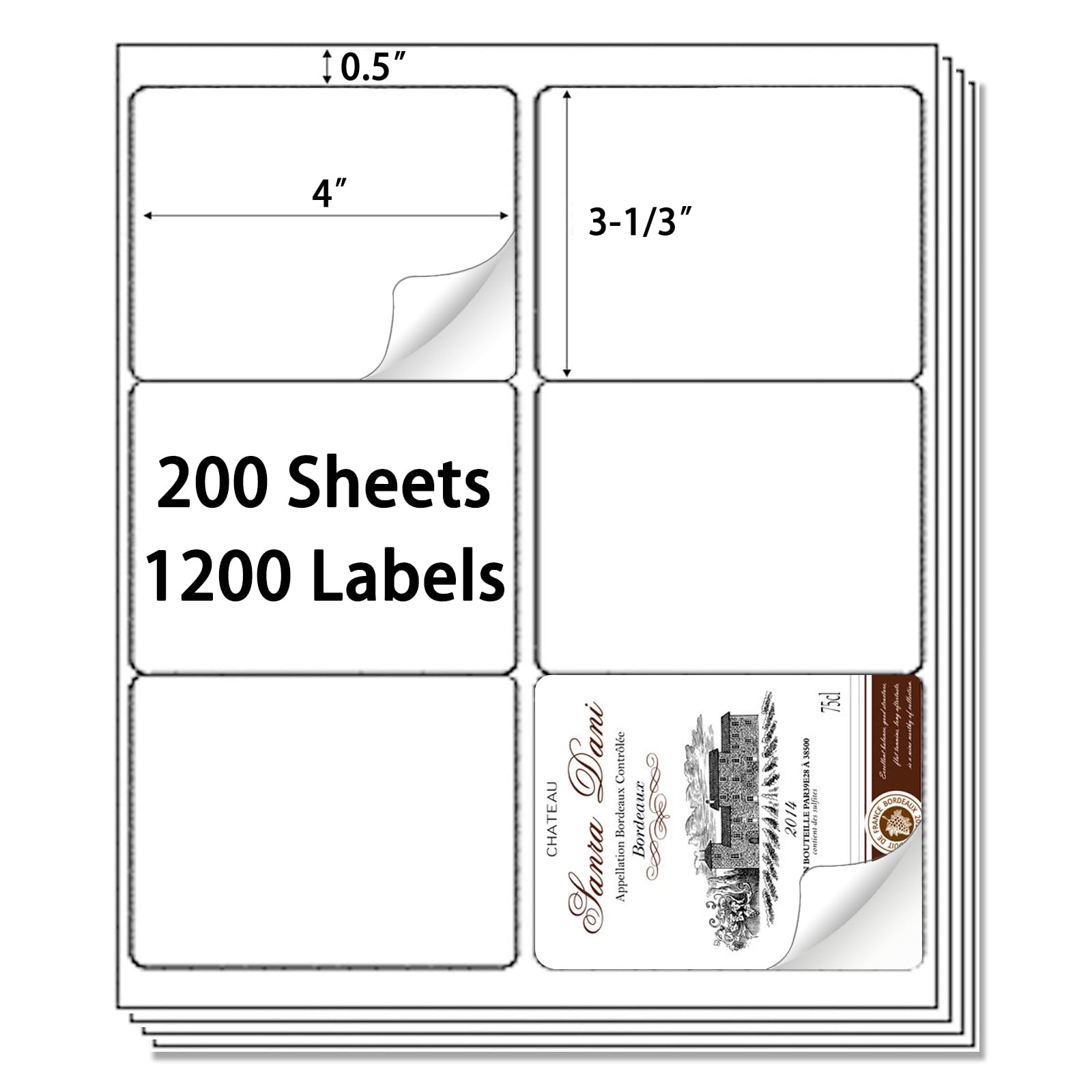 9527 Product 6 etiquetas adhesivas de dirección de envío para impresora láser/inyección de tinta, 200 hojas, total 1200 etiquetas (6 unidades)