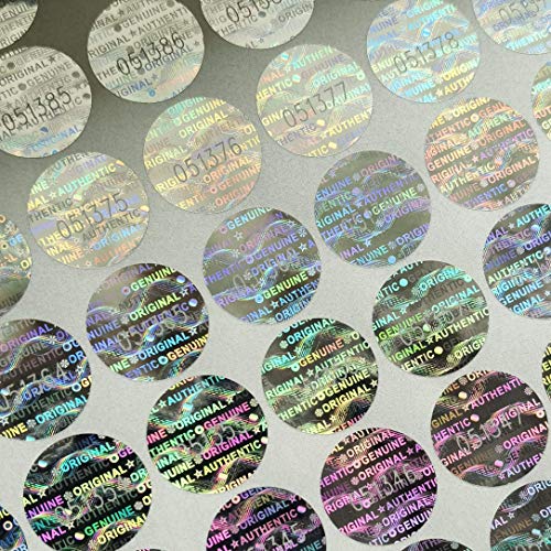 0.59 in High Security Tamper Evident Seal Warranty Void Original Genuine Authentic Hologram Labels/Stickers w/Unique Sequential Serial Numbering Tamper Proof Stickers (550)