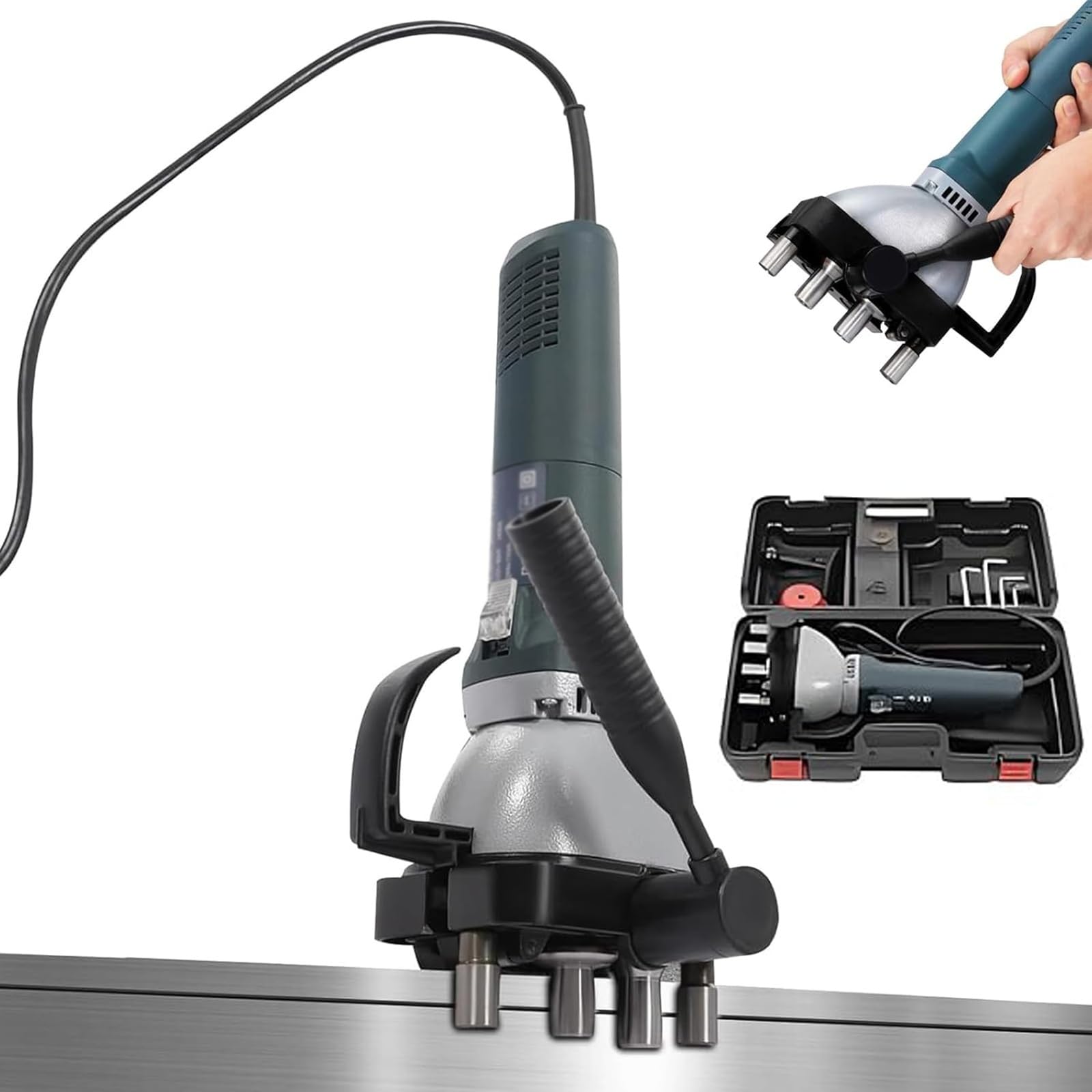 Elektrische Luftkanalversiegelungsmaschine, 1400 W, tragbare Kanalkantenanleimmaschine, tragbares Rohrkantenanleimungsgerät, Geschwindigkeitseinstellung, ideal für runde, quadratische, gerade