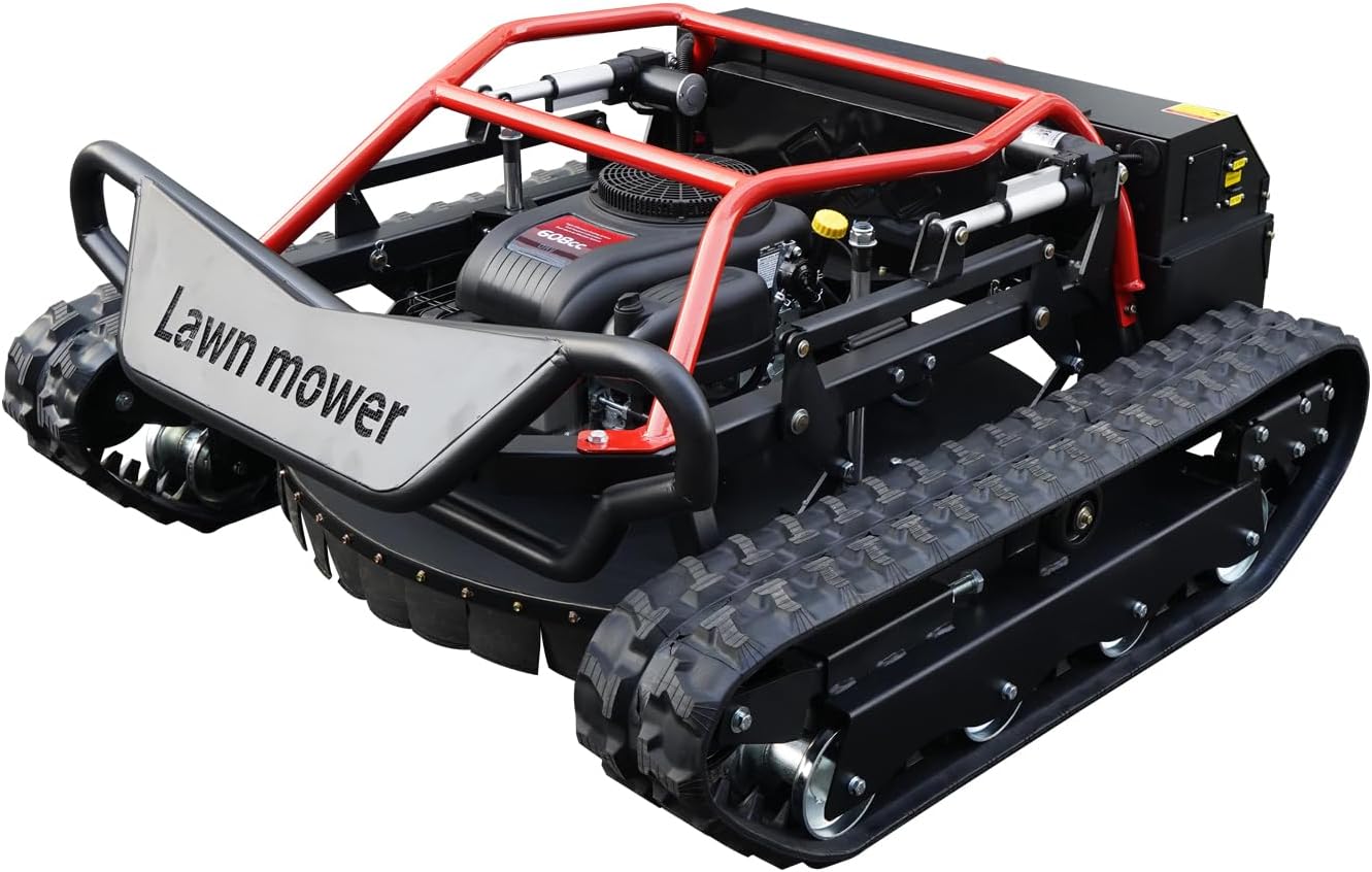 Remote Controlled Lawnmower Oil-Electric Hybrid Four-Wheel Drive Lawn Mowing and Weed Whacker, All Terrain Grass Cutter Yard Mower High Controllability