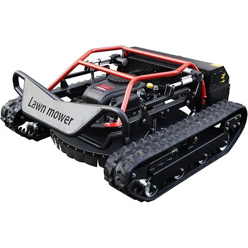 Remote-Controlled Tracked Robotic Lawnmower with a Powerful 22hp Brand Engine, 65° Climbing Ability, and Equipped with a Crash Barrier