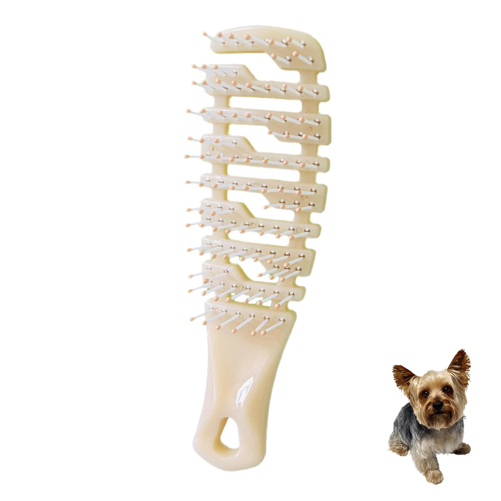 MAEELOU Ridge Design Puppy Brush, Soft Bristle Gentle Grooming Tool, Pet Hair Care, Suitable Small Dog : Yorkie, Maltese, Shih Tzu, Maltipoo (Apricot)