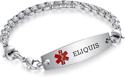 Miniatura 14 de Brazaletes de alerta médica ajustables de 7.5" a 9" para mujer/hombre, de acero inoxidable, intercambiables