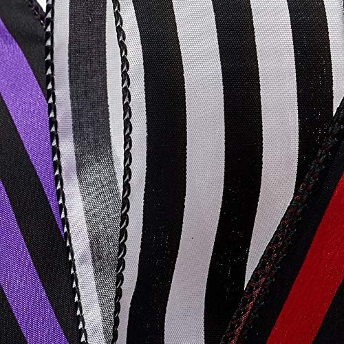 2 1/2 X 10 Yards Black/White Carnival Stripe Wired Ribbon Halloween