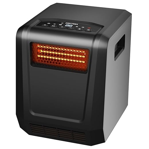 OSTBA Infrared Cabinet Heater, 1500W Space Heater for Indoor Use, 6-Element Box Heater with Thermostat 41–95°F, ECO Mode, Remote, 12H Timer, Tip-Over & Overheat Protection
