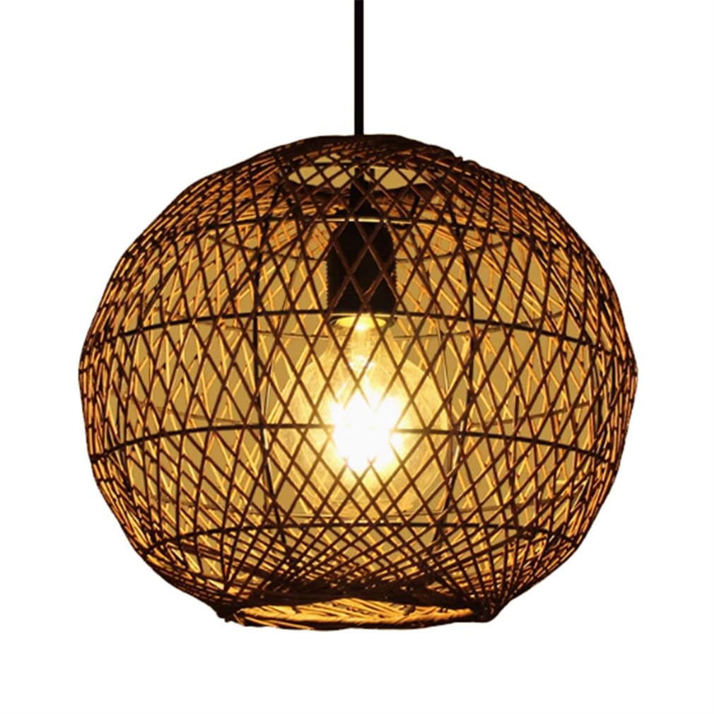 Abat-jour suspendu en osier haut de gamme avec cordon ajustable pour décoration bohème chic