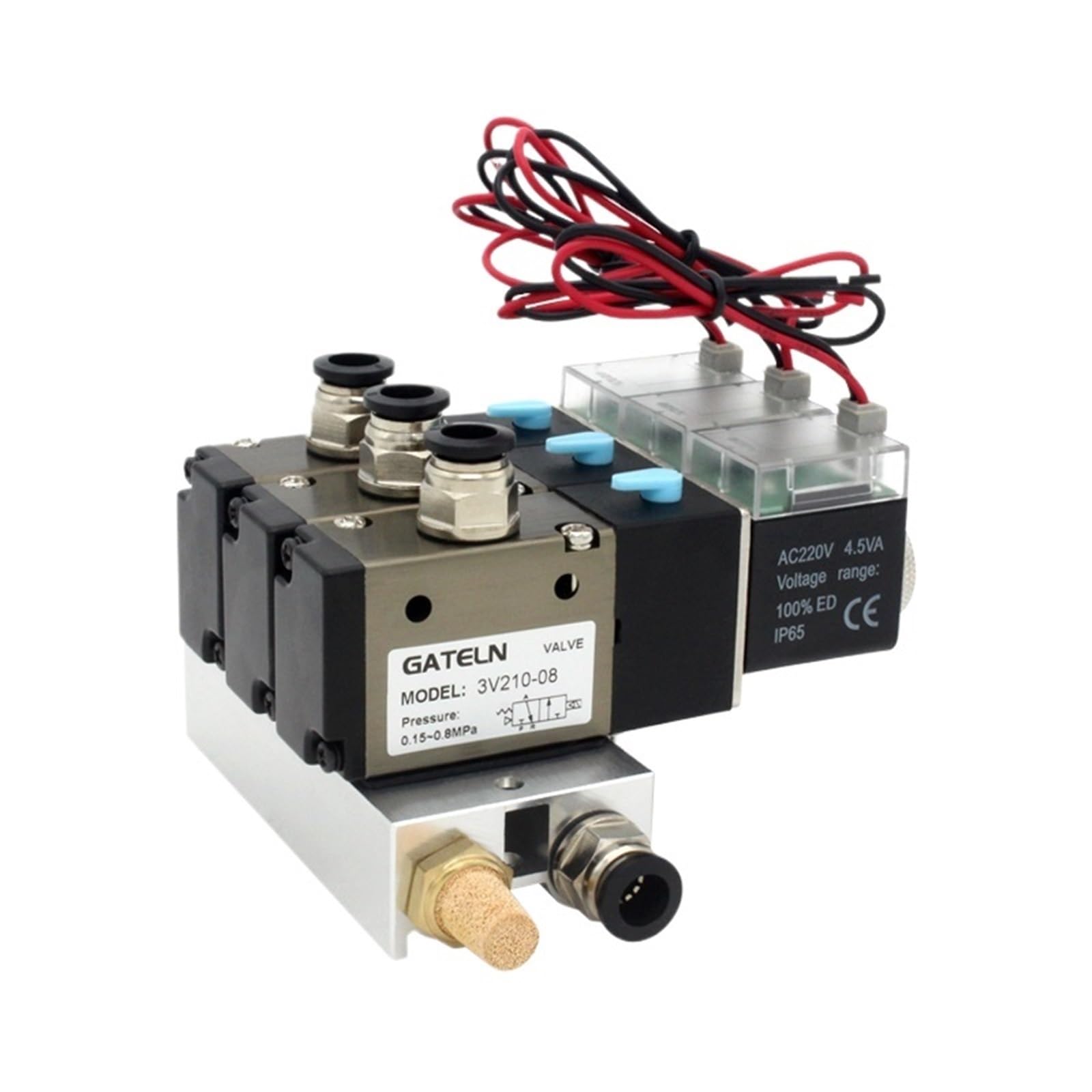 Bloc de stations d'électrovanne pour éliminer les fuites d'air et le bruit 4 stations AC 220V 10mm