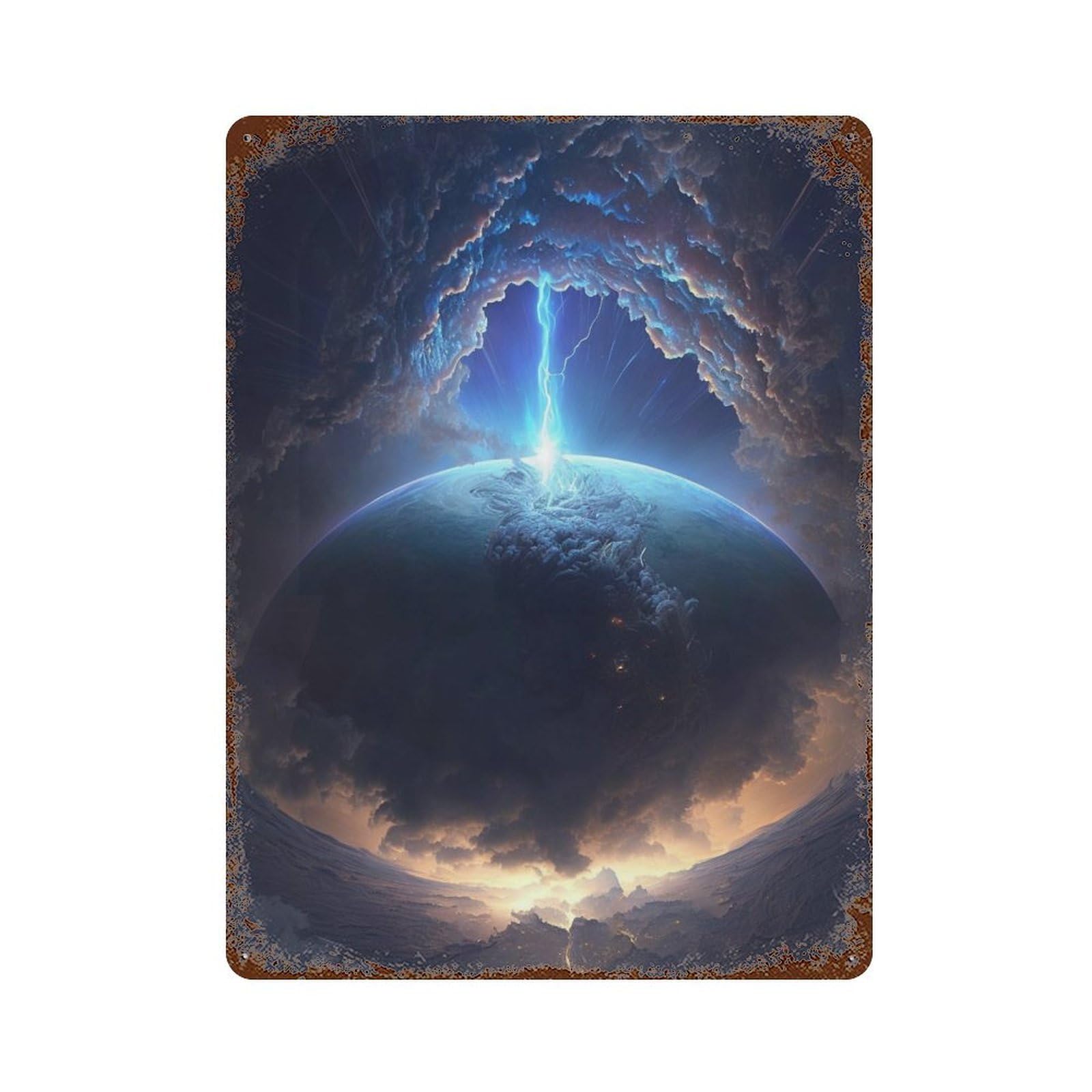 Vintage Rust Metal Sign Earth's Core Eruption 15.7"x11.8", Old School Wall Decor for Office, Studio And Wall Decor