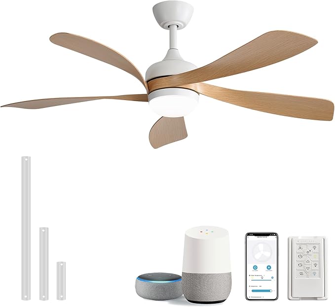 Ventilador de Techo 52 Pulgadas con Luz Dimmable, 6 Velocida