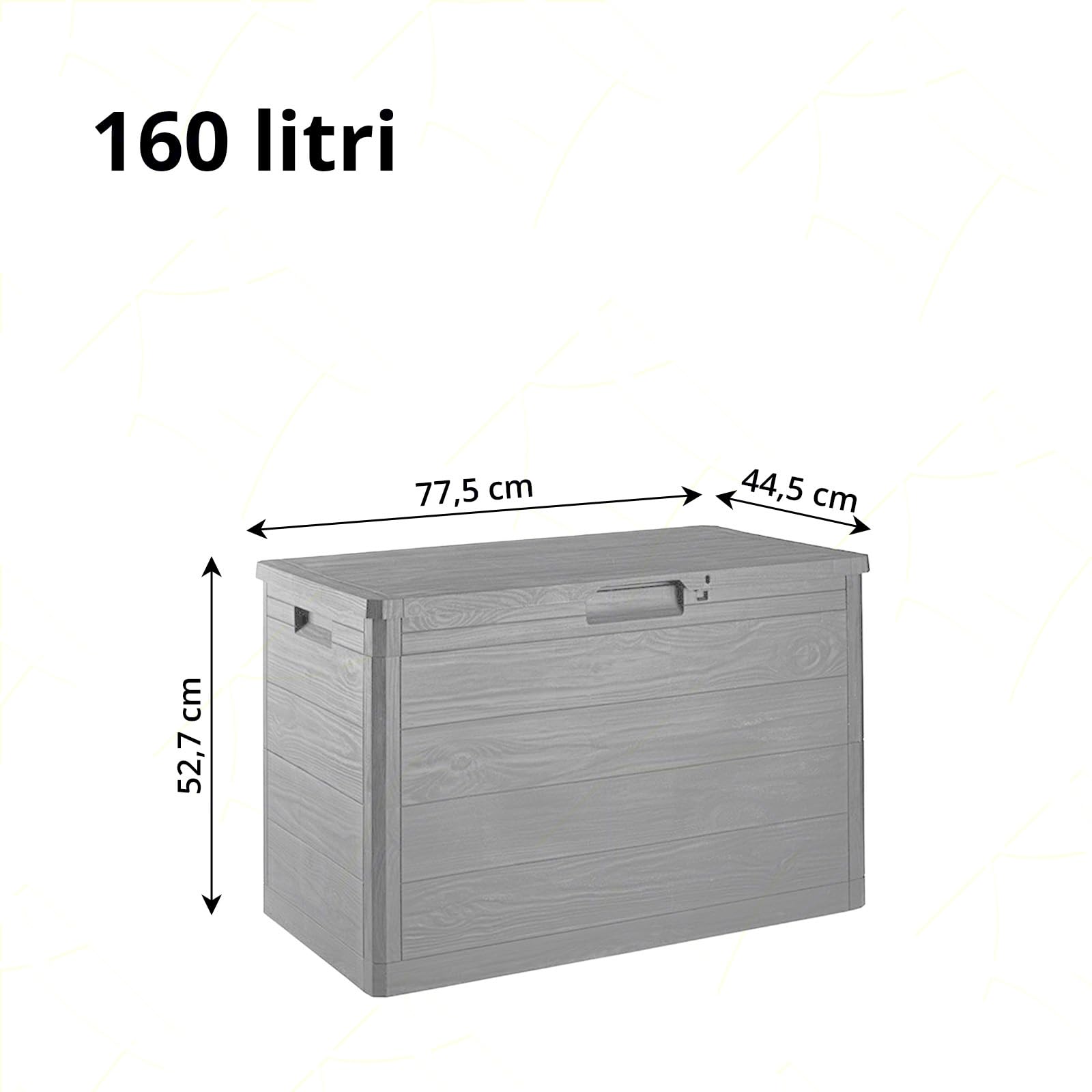 Sicignano Casalinghi Baule Multiuso Grande Portaoggetti Woody’s 160 Litri, Plastica Effetto Legno Dark Antracite – Adatto per Esterni Interni, Idoneo per Lucchetto, Facile da Montare, Made in Italy