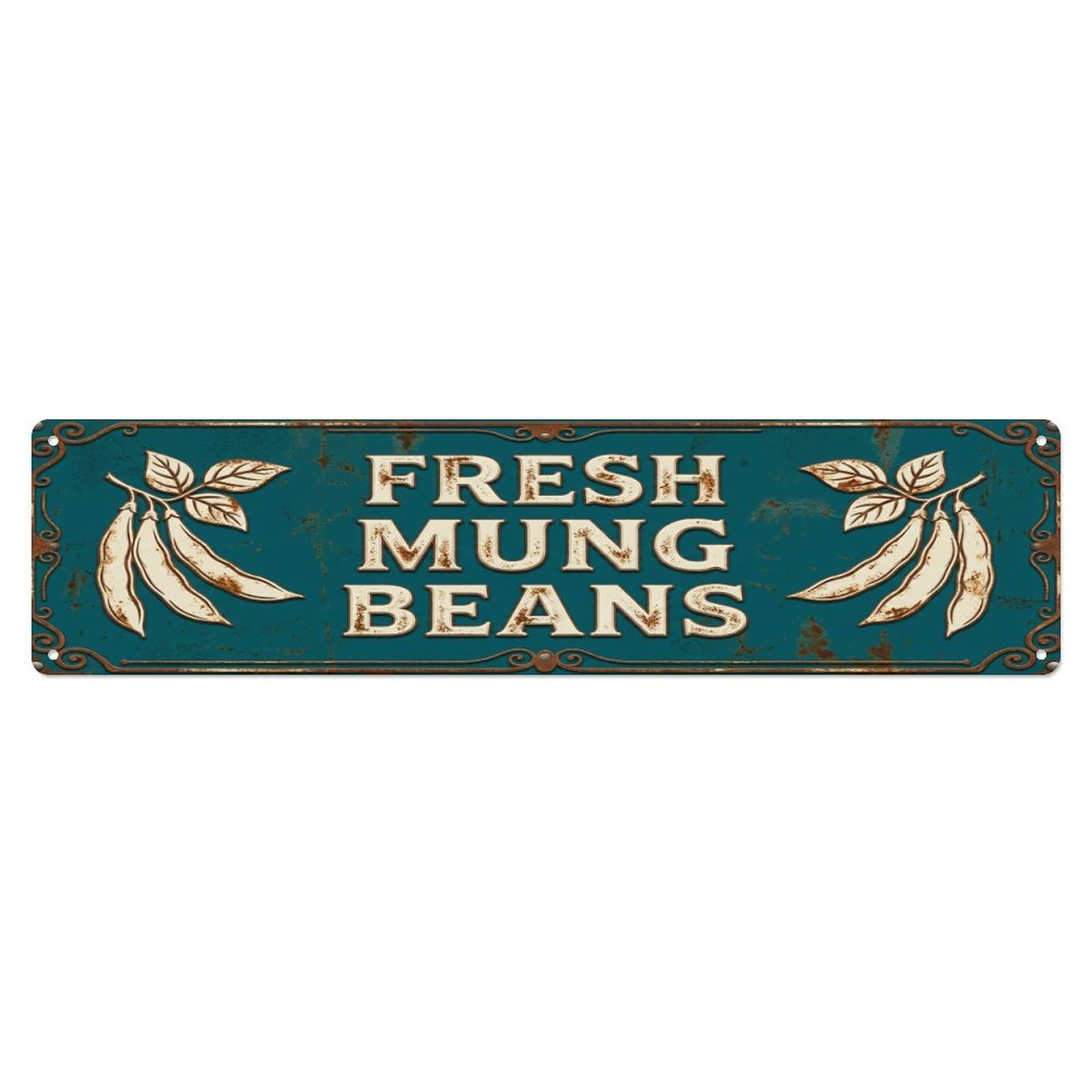 FRESH MUNG BEANS Vintage Legume Rustic Farmhouse Metal Tin Sign
