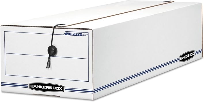 Bankers Box Liberty Check and Form Boxes, 9" X 24.25" X 7.5", White/Blue, 12/Carton