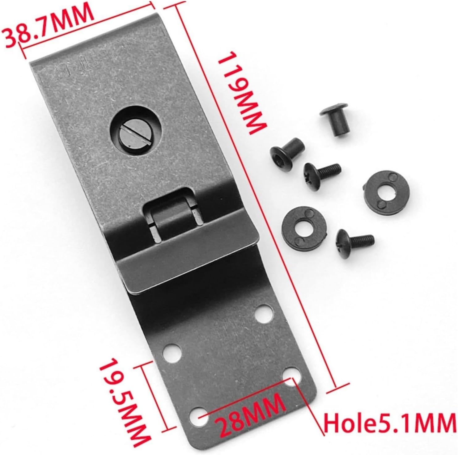 Stainless Steel Waist Clip with Mounting Screws for Secure Carry - Applicable to Sheaths and Holsters