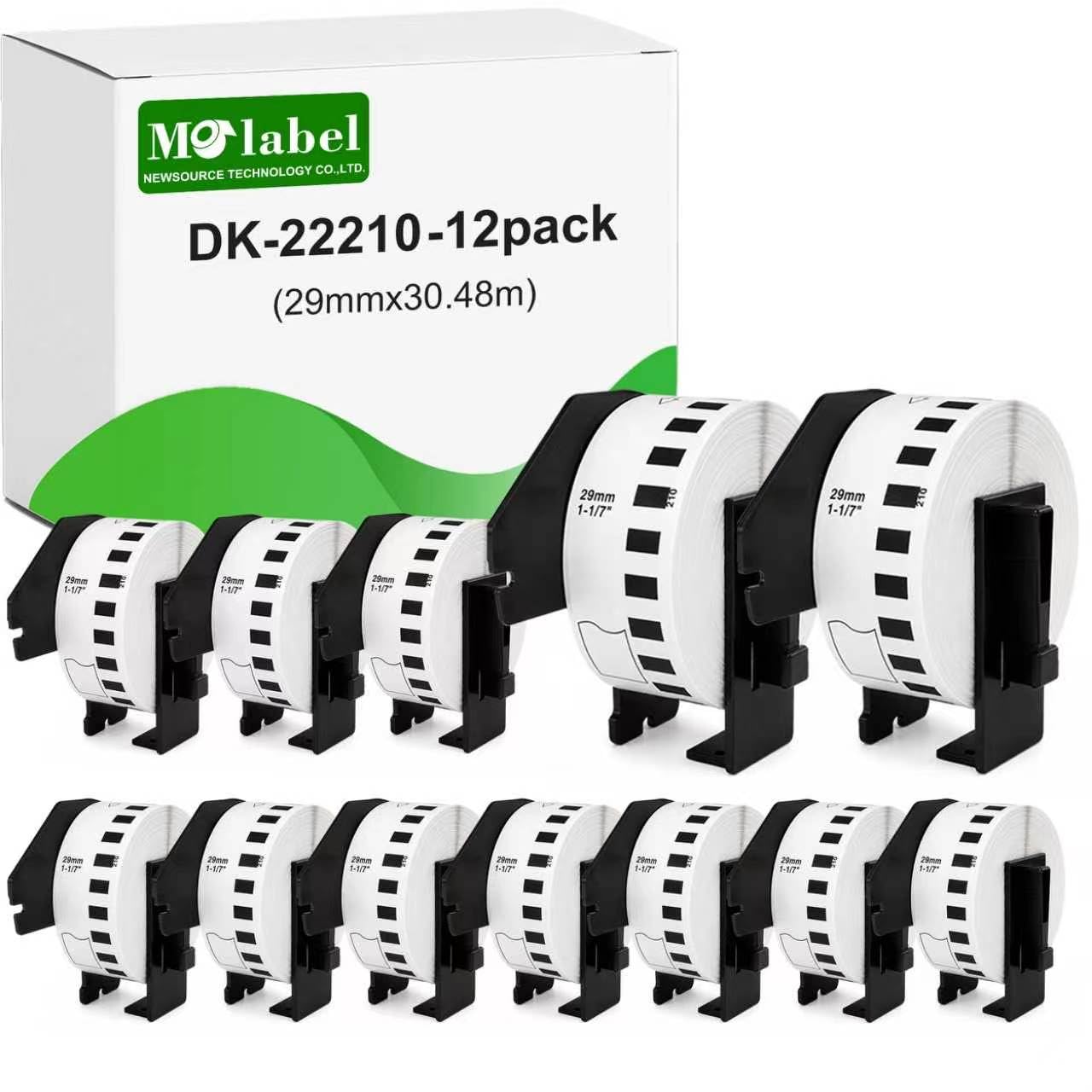 6 rotoli di etichette continue, DK-22210, 29 mm x 30,48 m, Brother QL | Tagliabili per spedizioni, cartelle e ufficio, stampe termiche chiare senza inchiostro, ideali per indirizzi e organizzazione