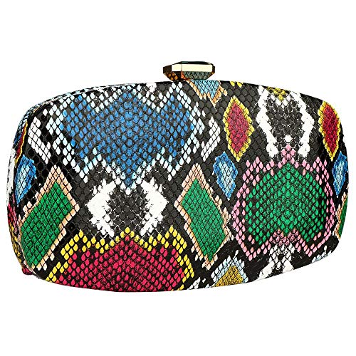 Image of Gets Multicolor Snakeskin Purse for Women Box Evening Bag Green Snakeskin Clutch Handbag Party Wedding