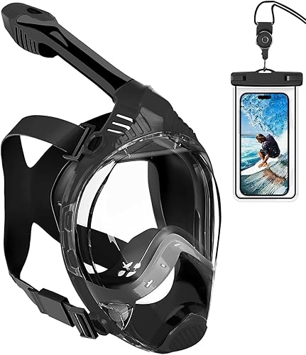 Miniatura 10 de VGKE Máscara de esnórquel de cara completa para adultos, equipo de esnórquel con bolsa impermeable para teléfono, unisex para hombres y mujeres,