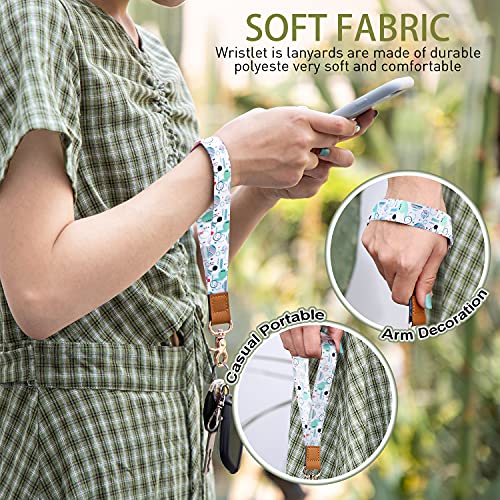 Sophena Wrist And Neck Lanyards For Id Badge Keys For Women Kids Teacher 2 Pack，Cute Car Key Neck Lanyards With 4 Keychain Multicolor Flower #TOP3