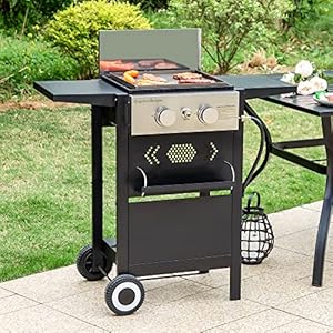 Captiva Designs 2-Burner Propane Gas Flat Top Griddle Grill, 171 sq.in Cooking Area Outdoor BBQ Grill for a Small Family, 20,000 BTU Output