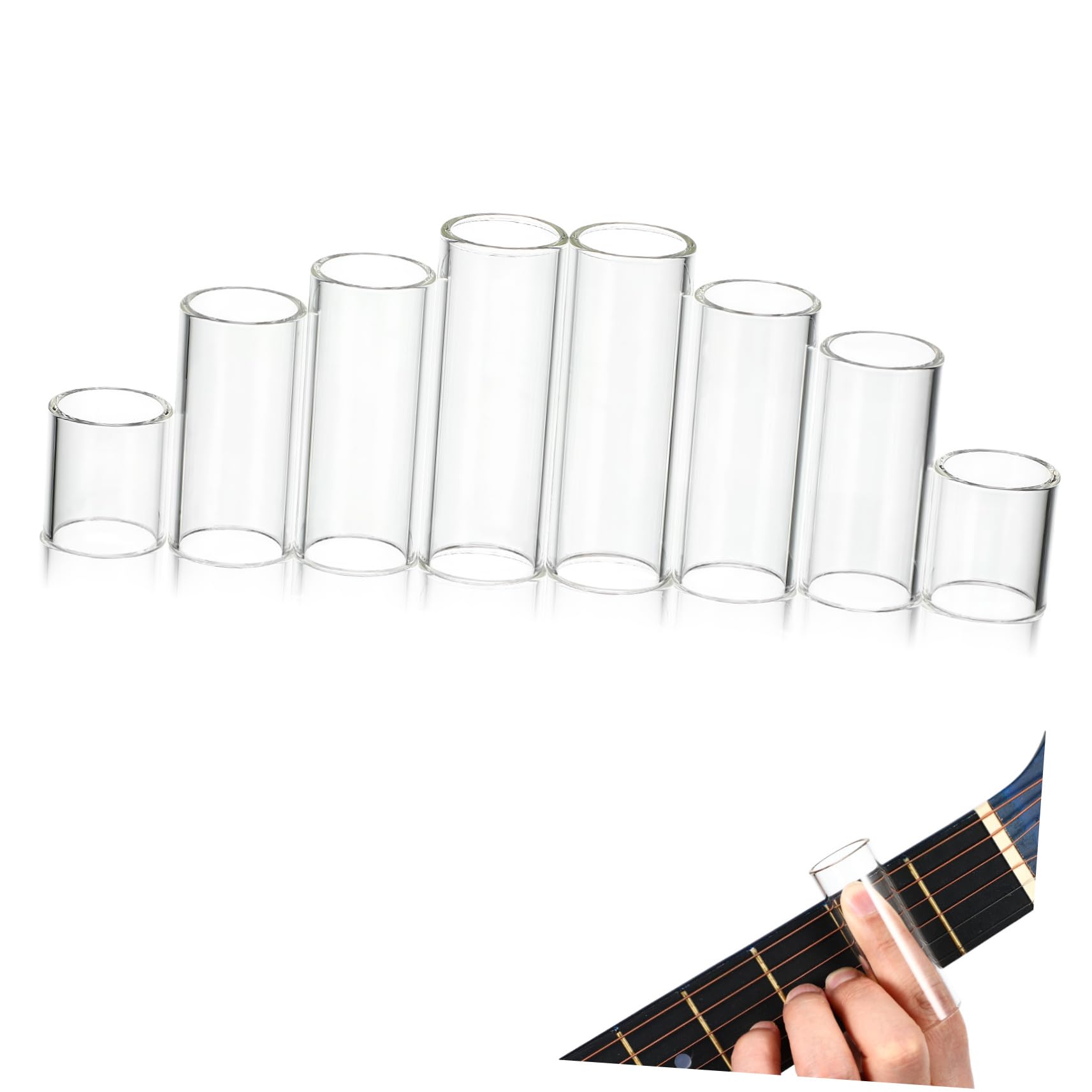 Milisten Guitar Slide Rings 8 Pack Glass Slides Fingertip Covers for Acoustic Guitars String Bass