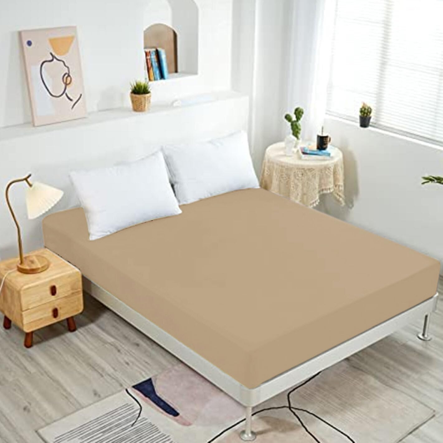 NHNHN 2 Pack Fitted Sheet-Deep Pockets-Soft Microfiber-Easy Care-Shrinkage and Fade Resistant-Fitted Sheets Twin Size-2 Sets of Fitted Sheets (Twin?2 Pcs, White)