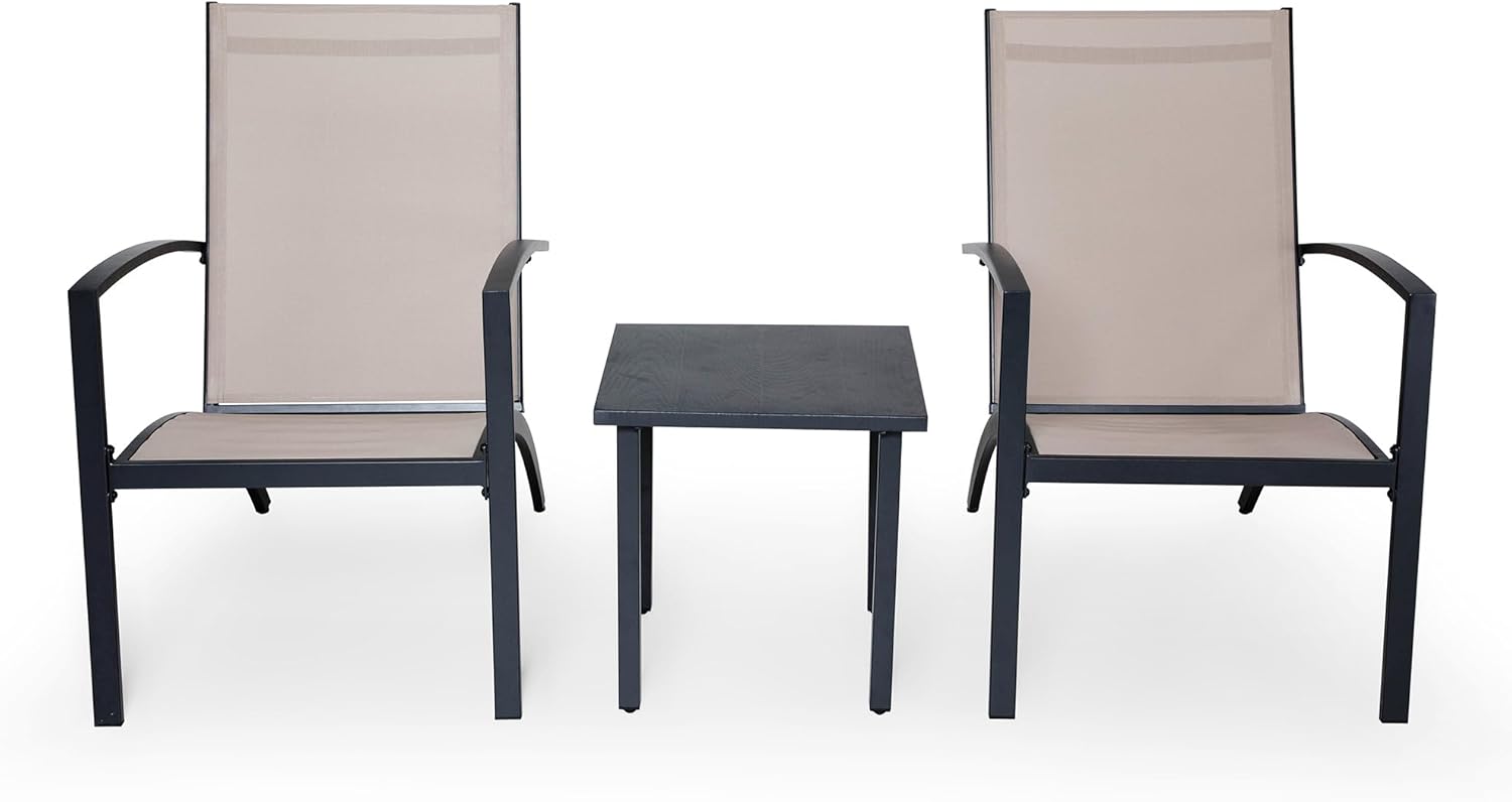 LAUSAINT HOME 3-Piece Bistro Set, Outdoor Textilene Fabric Furniture Set with Patio Table and Chairs, Patio Set for Porch, Balcony, Garden, Backyard