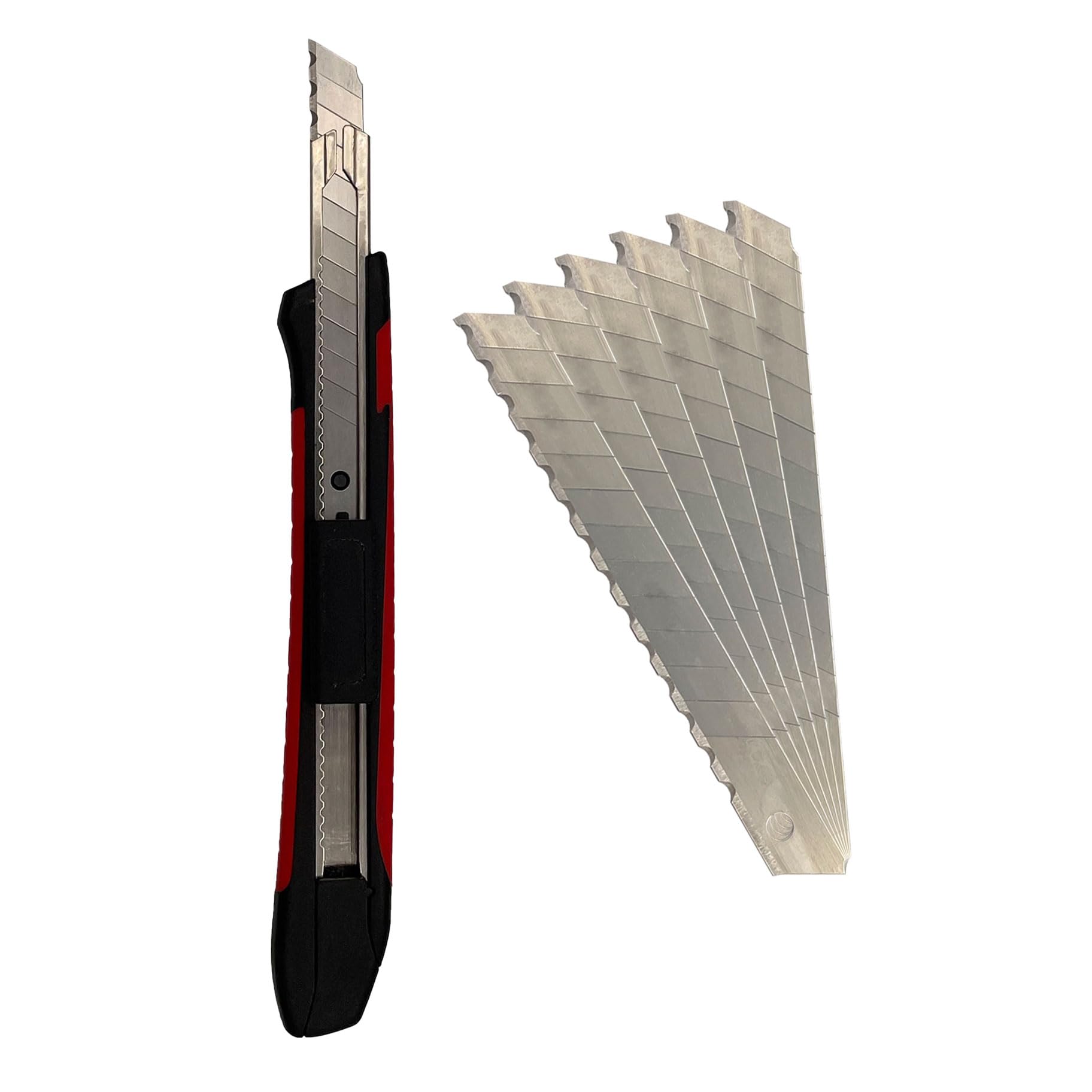 Rapid Edge Snap-Off Utility Knife, Retractable All-Purpose Razor Knife with Acetone-Resistant Handle, Includes 5-Pack Serrated Snap-Off Utility Knife Blades