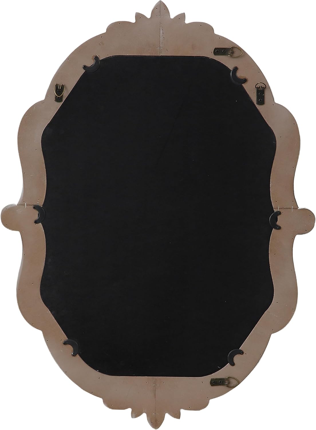 Rustic Oval Mirror 30 X 22 Inch, Hanging Distressed White Scalloped Wood Frame Fleur De Lis Mirror for Wall Decor Living Room Bathroom Bedroom Entryway, Horizontal or Vertical