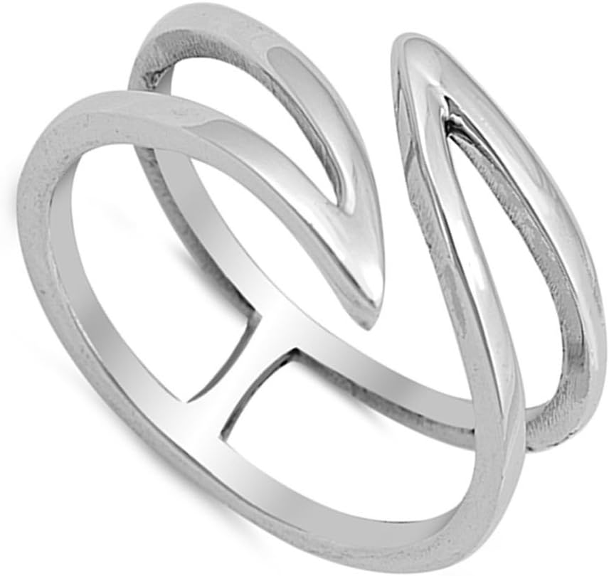 Open Wave Criss-Cross Ring New .925 Sterling Silver Thumb Band Sizes 4-10