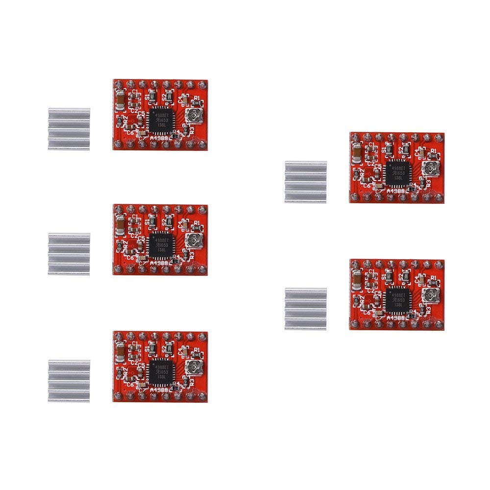 5Pcs A4988 Stepper Motor Driver Controller Ramps 1.4 Compatible Stepstick Motor Driver Module with Heat Sink for 3D Printer-picture-24