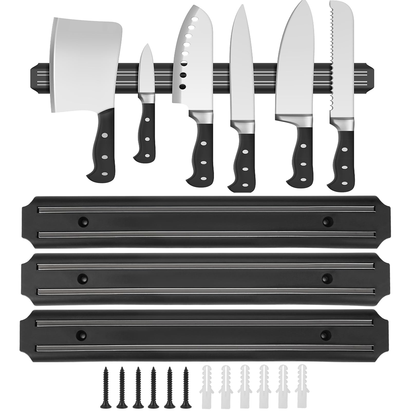 3 Pieces Magnetic Knife Set, 33cm/13inch Magnetics Wall Knife Holder