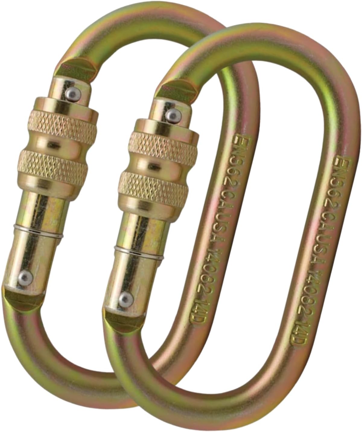 White Tech Heavy-Duty Climbing Carabiner 23KN Screw Locking Karabiner Snap Hook Clip with Quick Lock Mechanism | Ideal for Rock Climbing, Hiking, & Outdoor Activities Rappelling, D Shaped (Pack of 2)