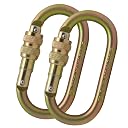 White Tech Heavy-Duty Climbing Carabiner 23KN Screw Locking Karabiner Snap Hook Clip with Quick Lock Mechanism | Ideal for Rock Climbing, Hiking, & Outdoor Activities Rappelling, D Shaped (2Pack) gallery image