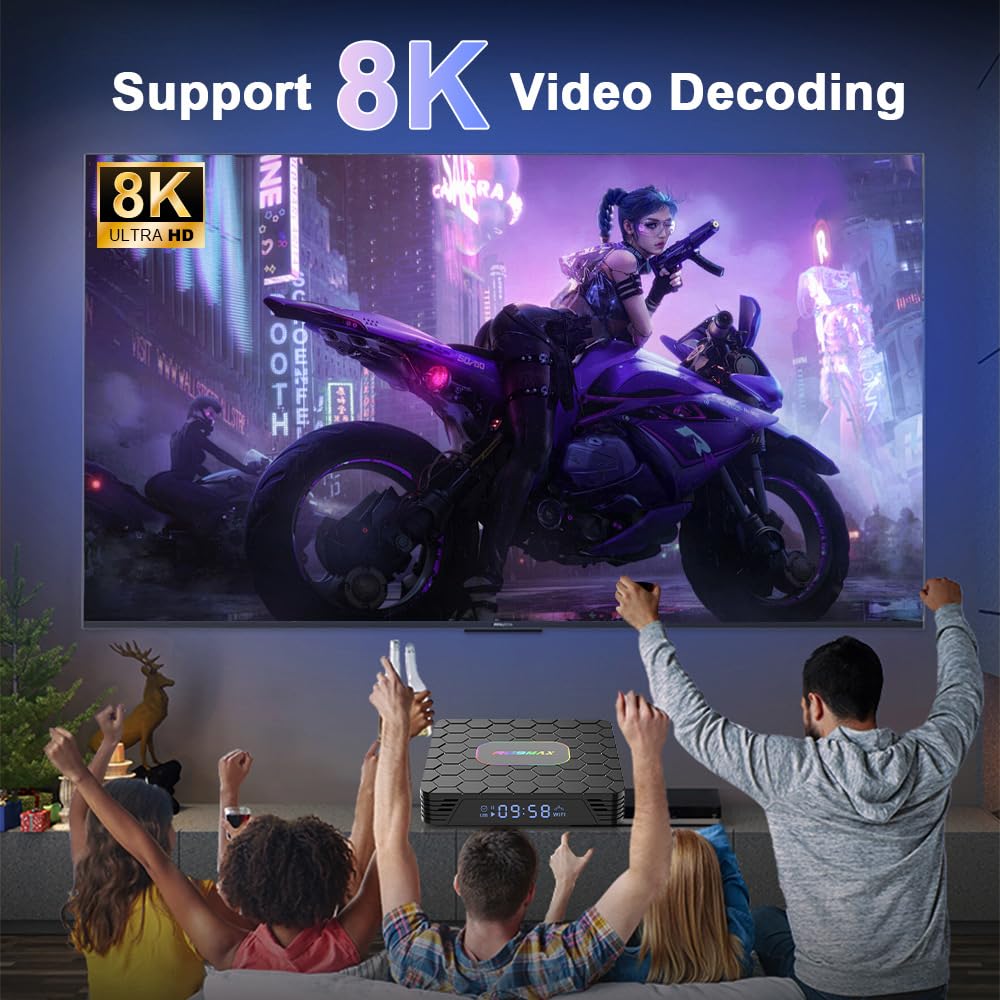 2025 Android Box 14.0, Smart TV Box 4 Go RAM, 64 Go Rom, 4K / 6K, Wi-FI 6, RK3528 Quad-Core Chip, Dual-WiFi, Bluetooth 5.0, 3D HDR, Ethernet.,4gb+32gb