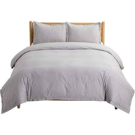 Amazon Bedsure 掛け布団カバー セミダブル 綿 布団カバー 綿100 グレー かけ布団カバー 掛け布団カバー せみだぶる 夏 布団かばー ふとんかばー ふとんカバー 綿100 170x210cm 単品 掛ふとんカバー 8箇所紐付き 通気吸湿 掛けふとんカバー オンライン通販