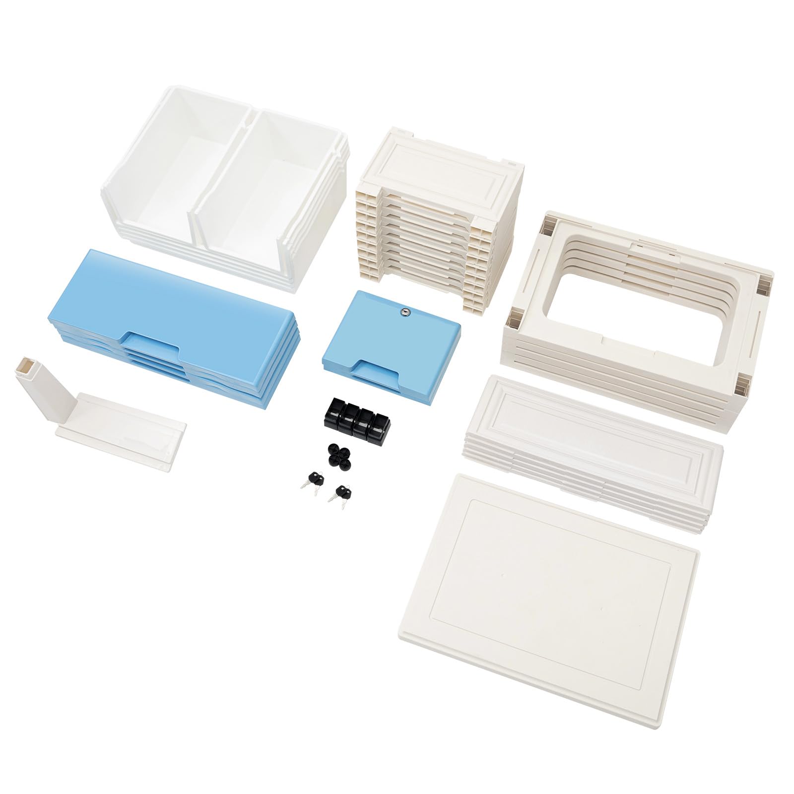 Rollcontainer mit Schubladen, Schubladenschrank 6x Schublade, mit Rollen, Büro Organizer, Schreibtisch Schrank, Rollwagen Unterschrank, Mobiler Schubladenschrank, Aufbewahrungsschrank Office -Blau