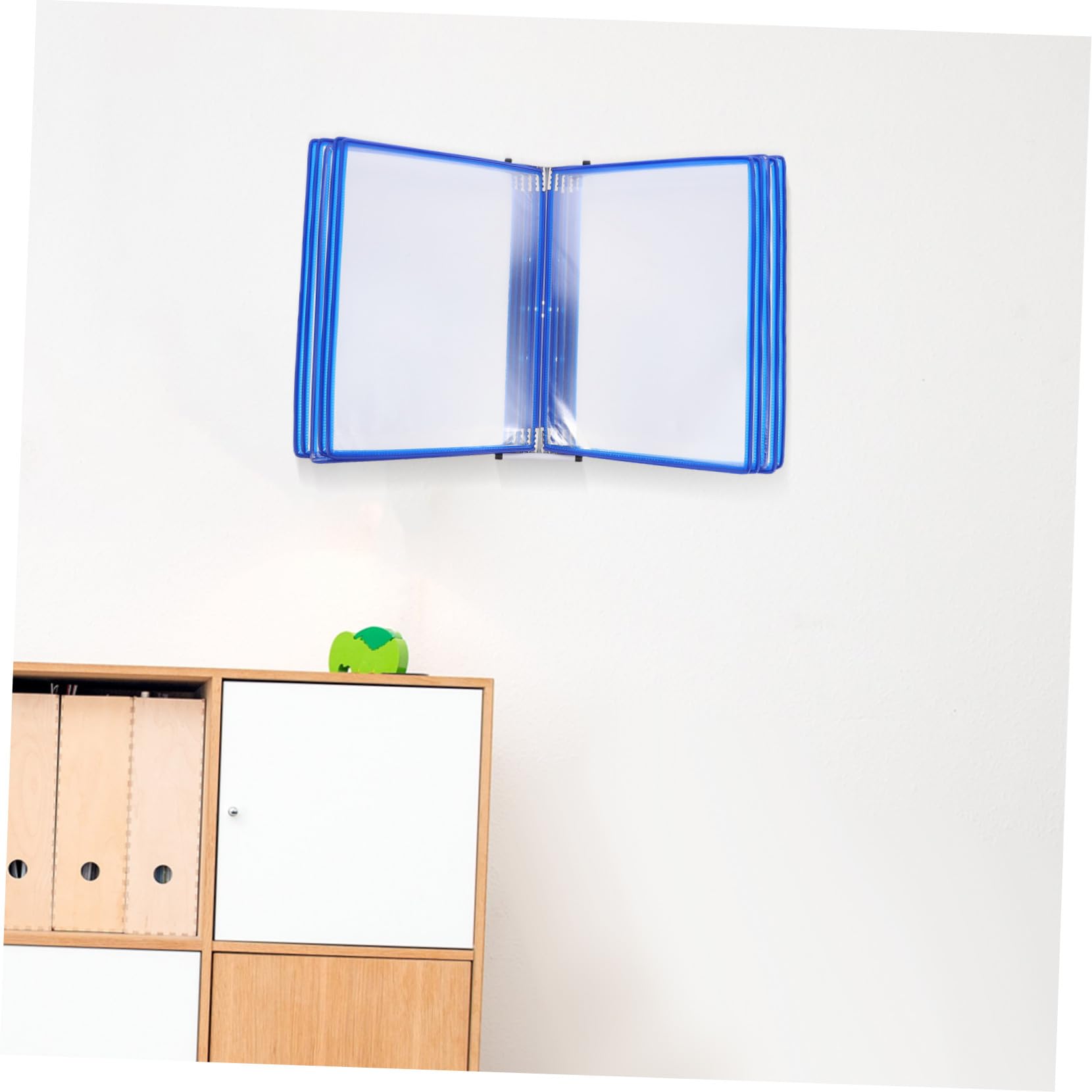 Wandmontierter Aktenorganizer A4 mit 10 Transparenten Fächern | Blaues Eisen Pvc Design, für Dateien und Literatur, für Besprechungsräume und Werkstätten